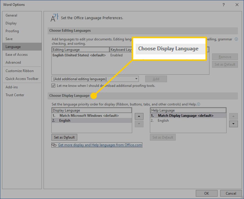 changing word default settings